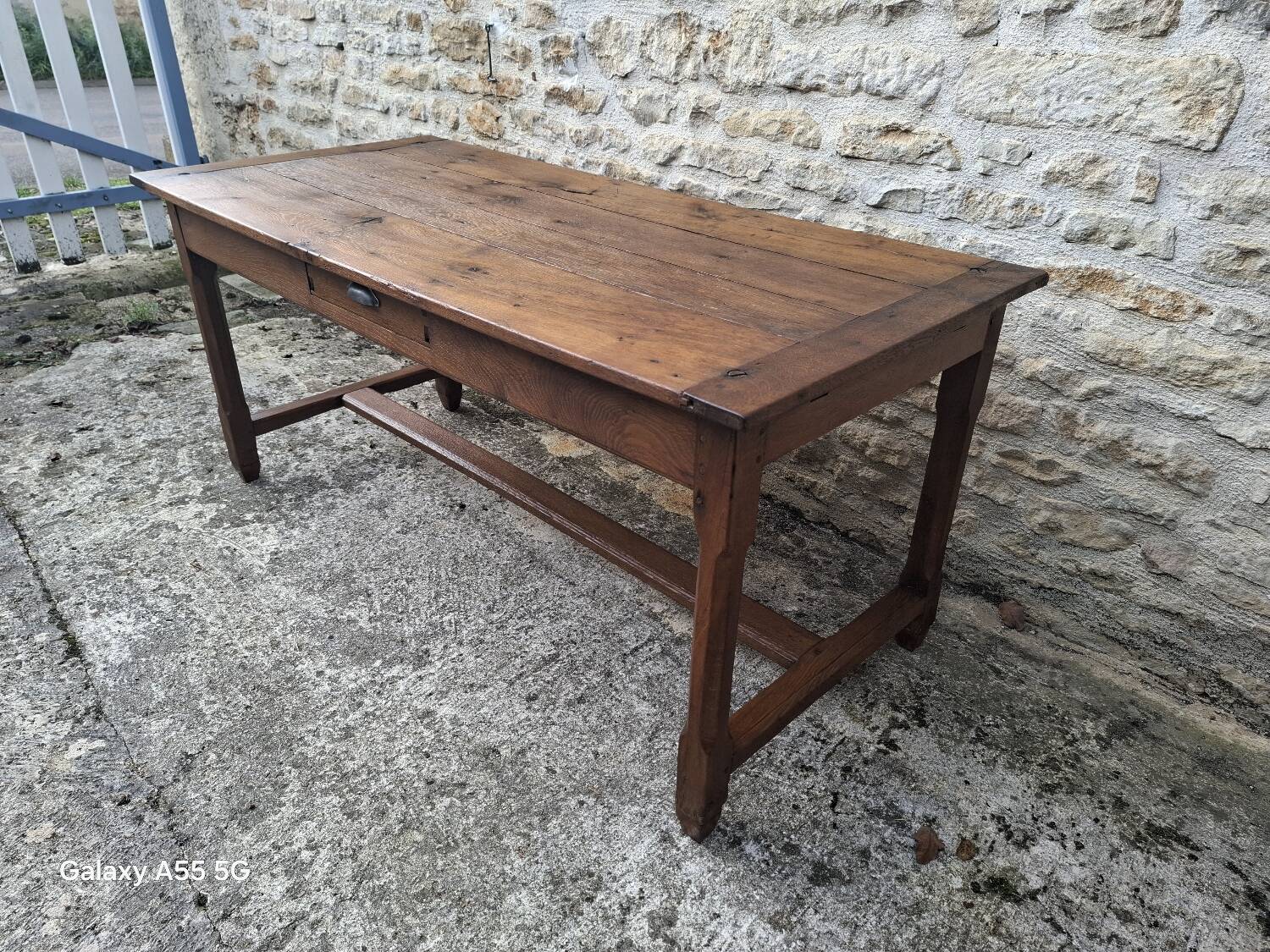 Extendable oak farmhouse table