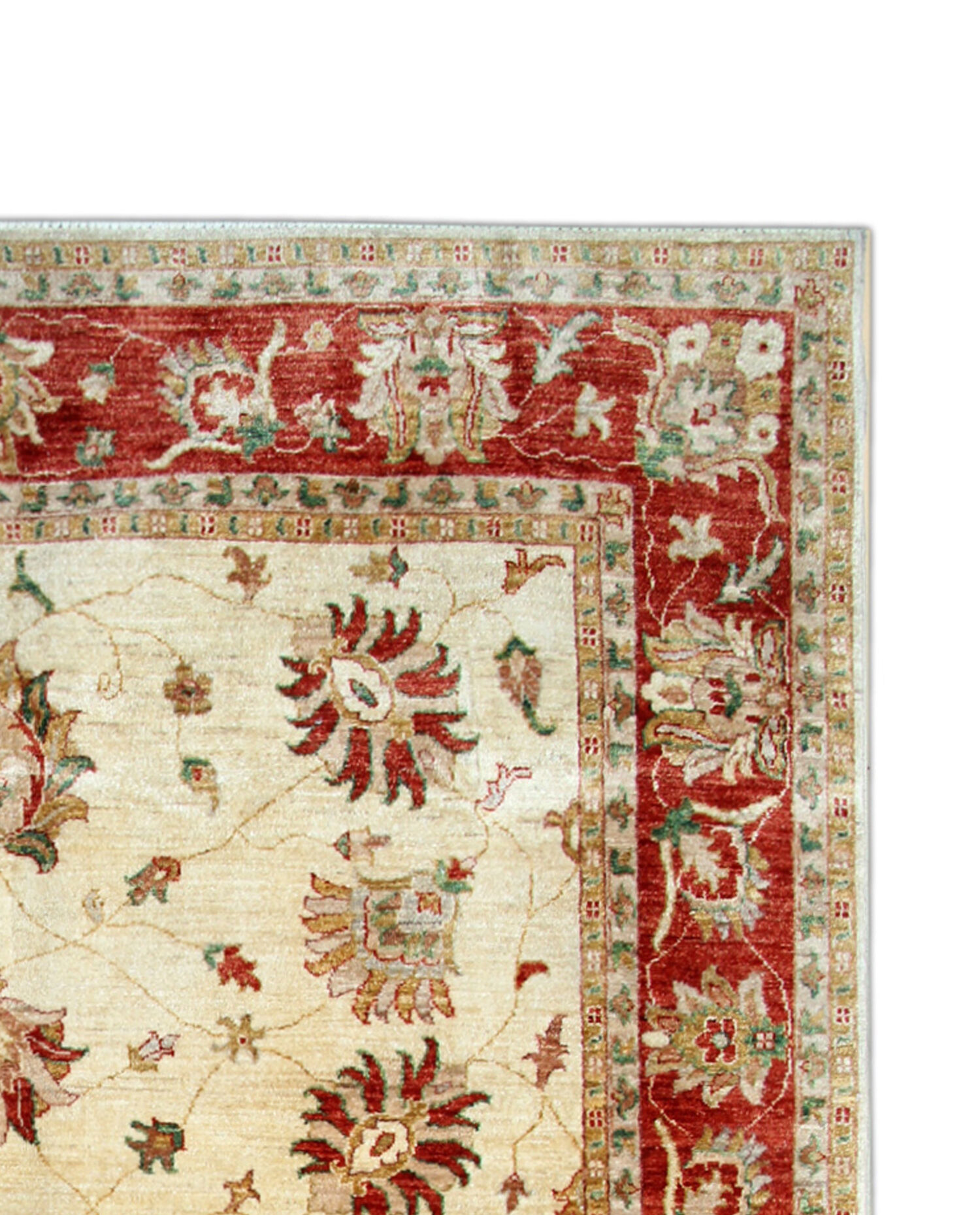 Handwoven cream wool ziegler rug traditional afghan carpet 198x249cm