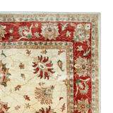 Handwoven cream wool ziegler rug traditional afghan carpet 198x249cm