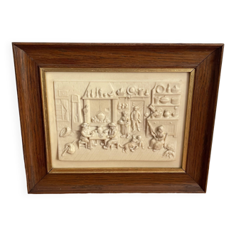 Biscuit bas-relief painting, signed CF Becker