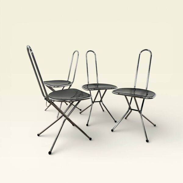 Ensemble de 4 chaises pliantes post-modernes, Niels Gammelgaard, Ikea , 198