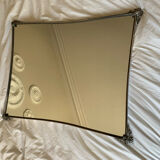 Silver metal mirror curved edge