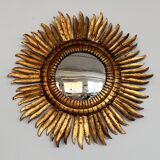 Italian Sunburst Mirror with Concave Mirror Glass