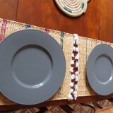 Set of 8 anthracite gray presentation plates from Christofle Paris