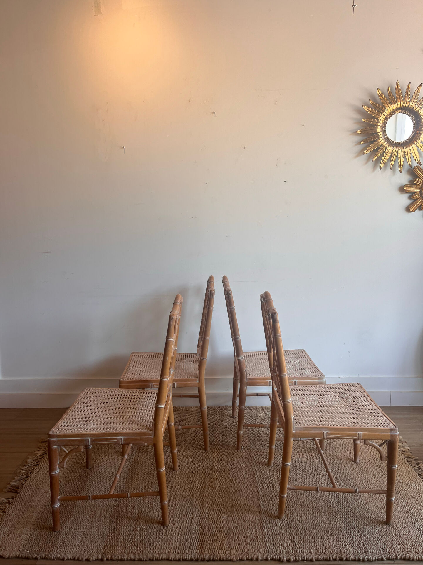 Ensemble de 4 chaises Chippendale 'Faux Bamboo' vintage