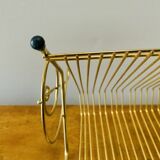 Vintage record holder in gold metal - for 50 vinyls