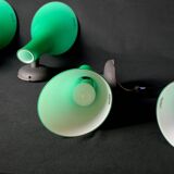 Pair of postmodern green glass wall sconces, by Carlo Nason for "murano due", Italy