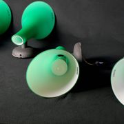 Pair of postmodern green glass wall sconces, by Carlo Nason for "murano due", Italy