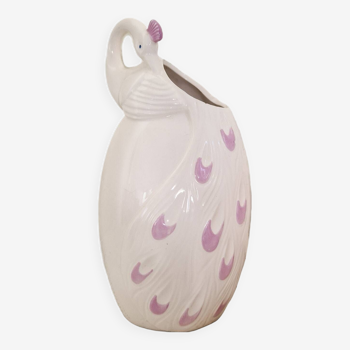 Vintage peacock ceramic vase