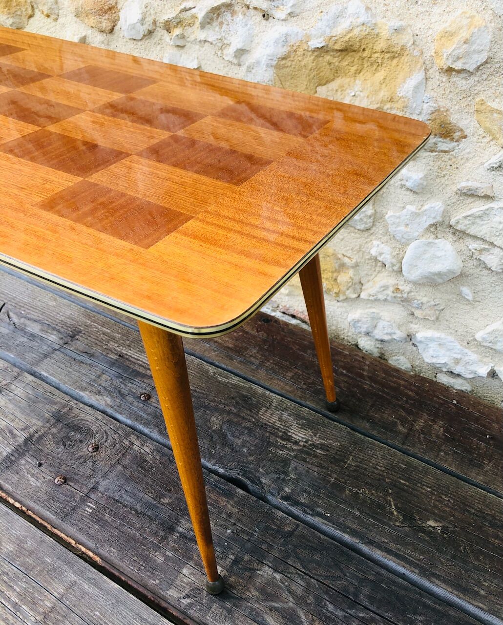 Vintage blond wood coffee table, Circa 60