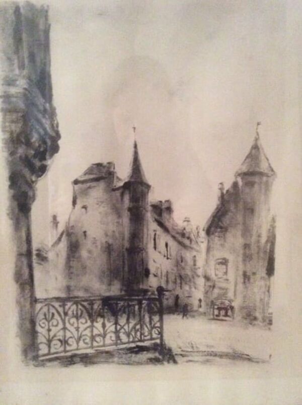 Tableau ancien paysage de campagne