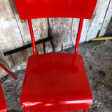 Set of 4 red metal chairs