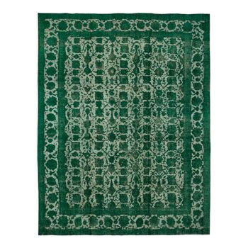 Handmade oriental contemporary 1980s 302 cm x 385 cm green wool carpet