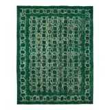 Handmade oriental contemporary 1980s 302 cm x 385 cm green wool carpet