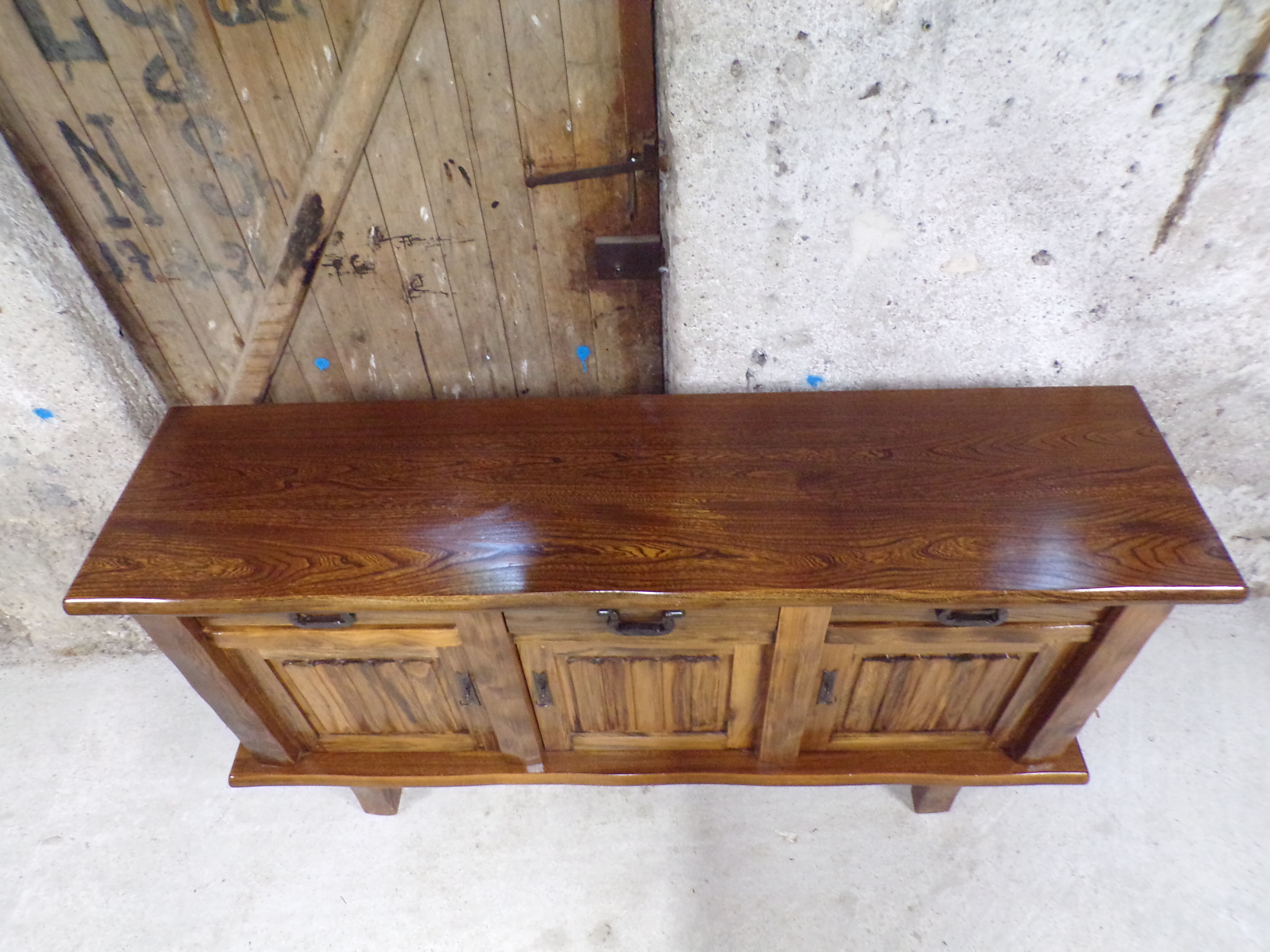 A brutalist elm buffet