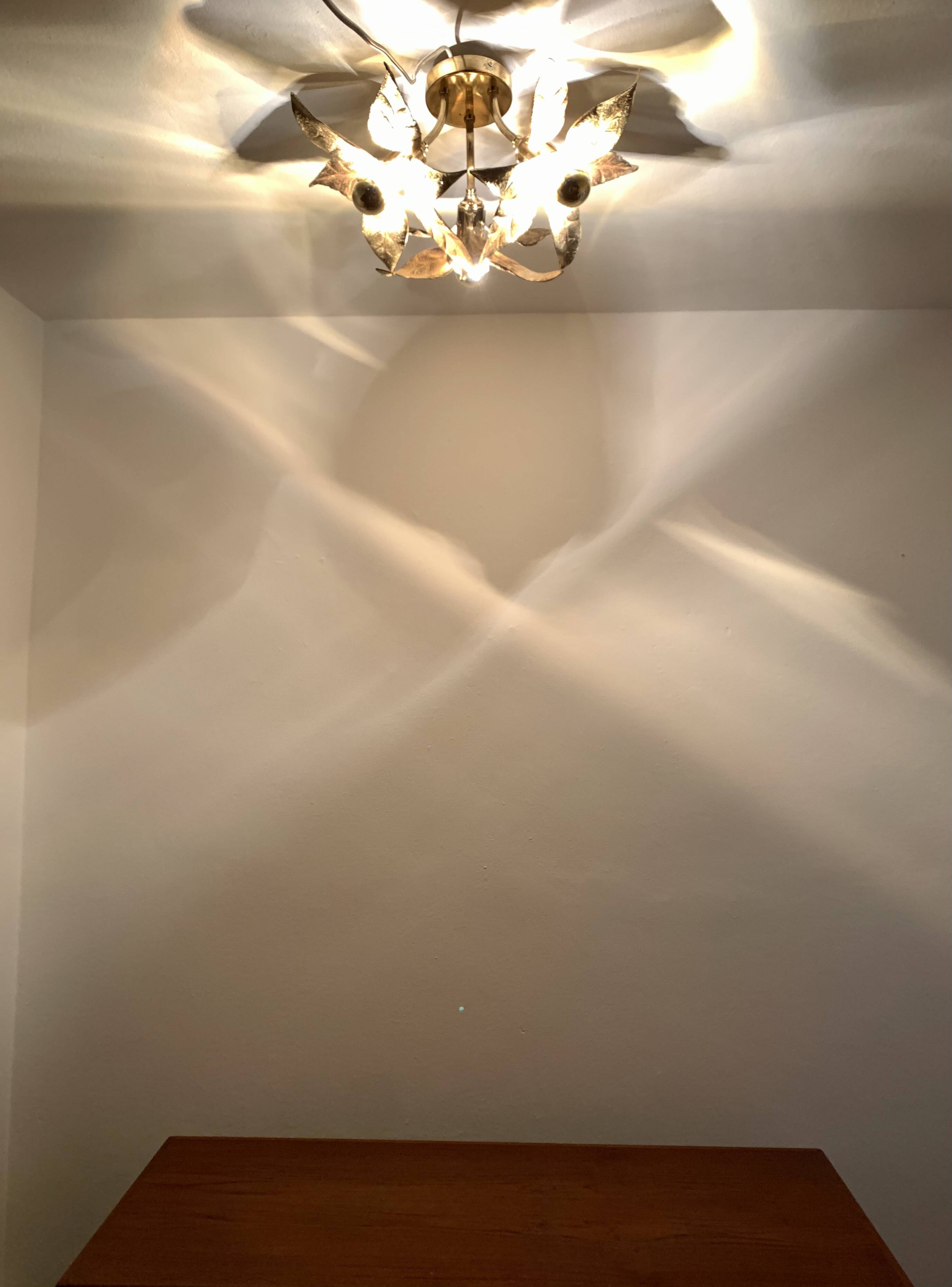 Floral Hollywood Regency Flush Lamp by Willy Daro for Massive