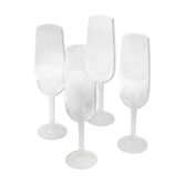 4 champagne flutes in transparent glass model Isabelle vintage 1970