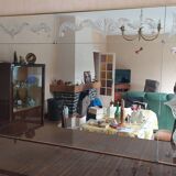 Panoramic mirror with etched parcloses in Art Deco style.