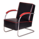 Fauteuil Bauhaus en chrome et cuir de Mücke Melder, années 1930