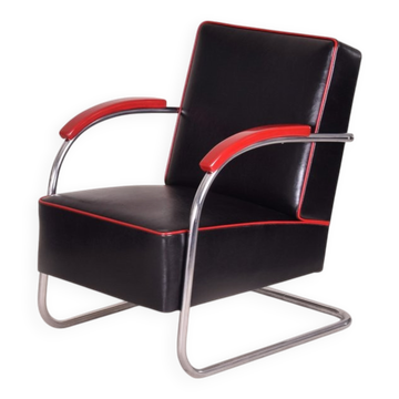 Bauhaus Armchair in Chrome and Leather from Mücke Melder, 1930s