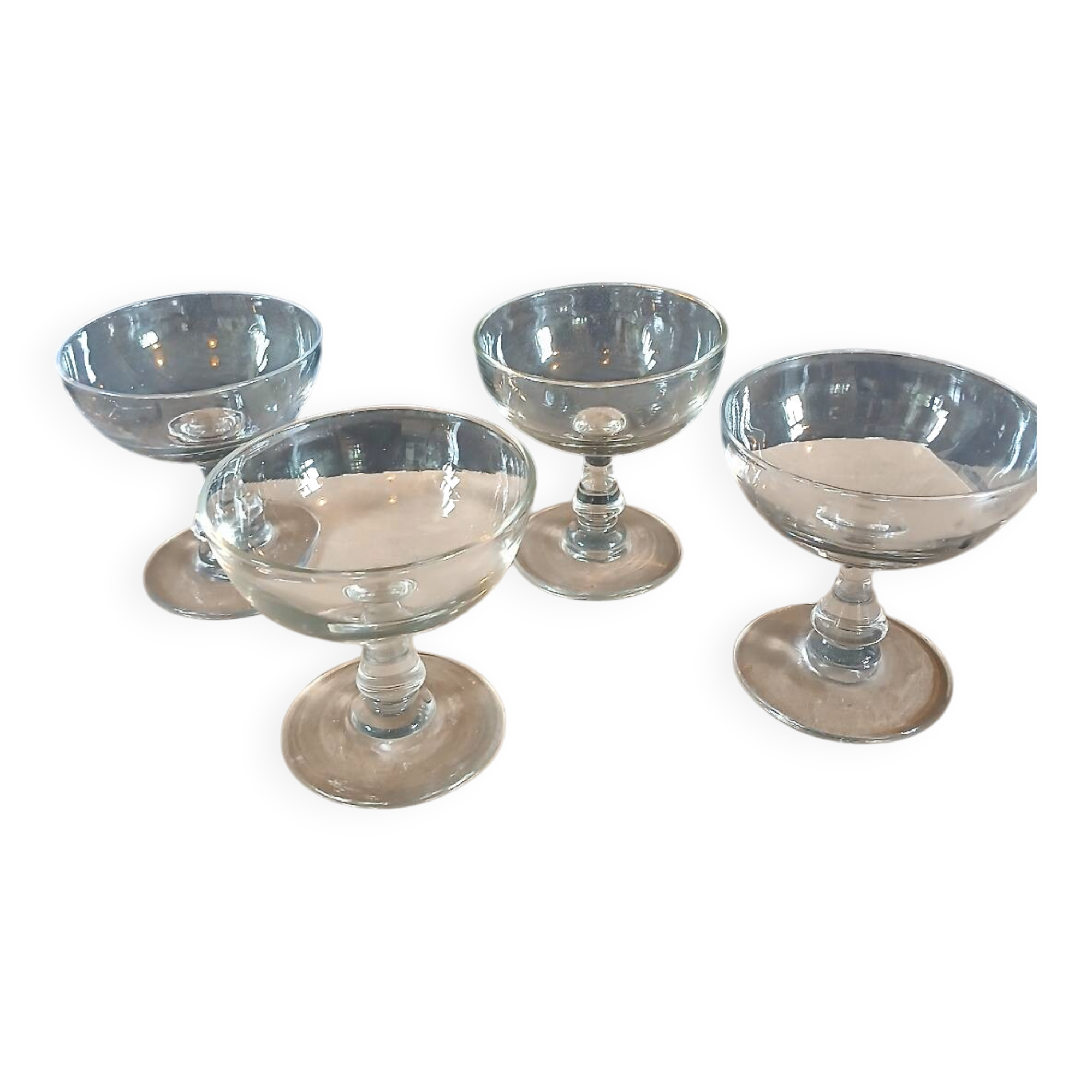 4 antique champagne glasses