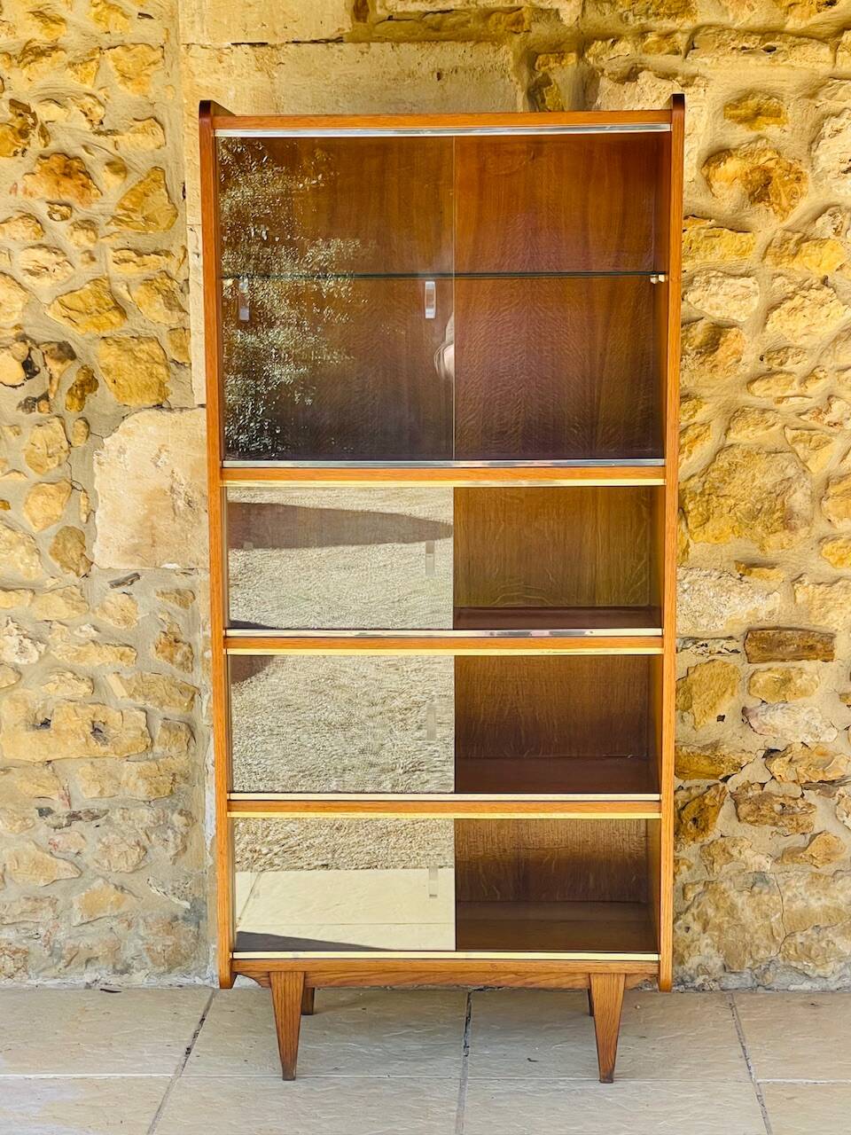 Storage unit/Library with sliding glass doors 1960s