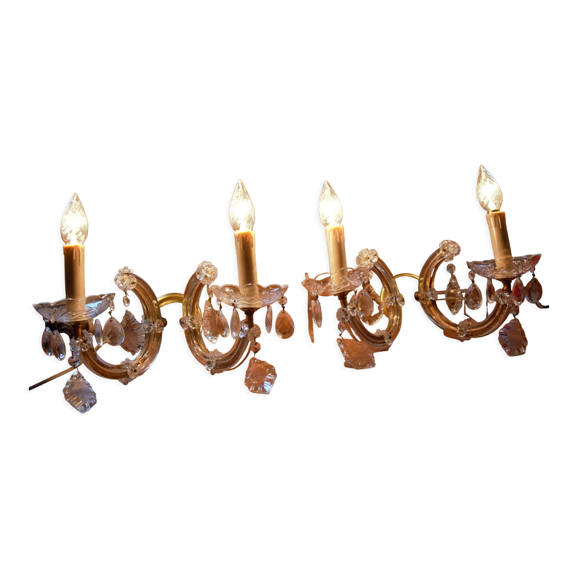 Old set of 2 Marie Thérése lamps with tassels