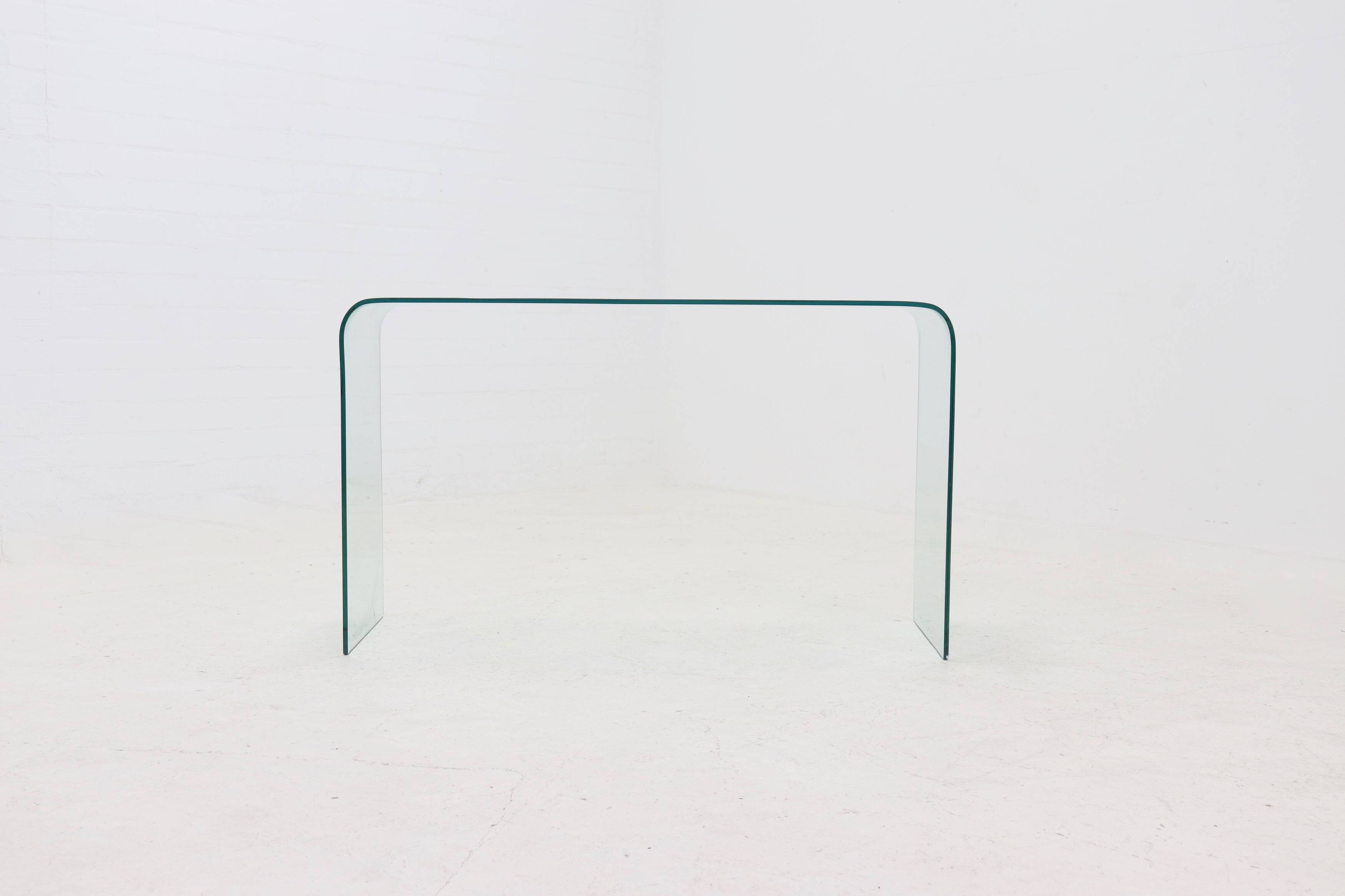 Italian Modern Glass Waterfall Console Table 1980s