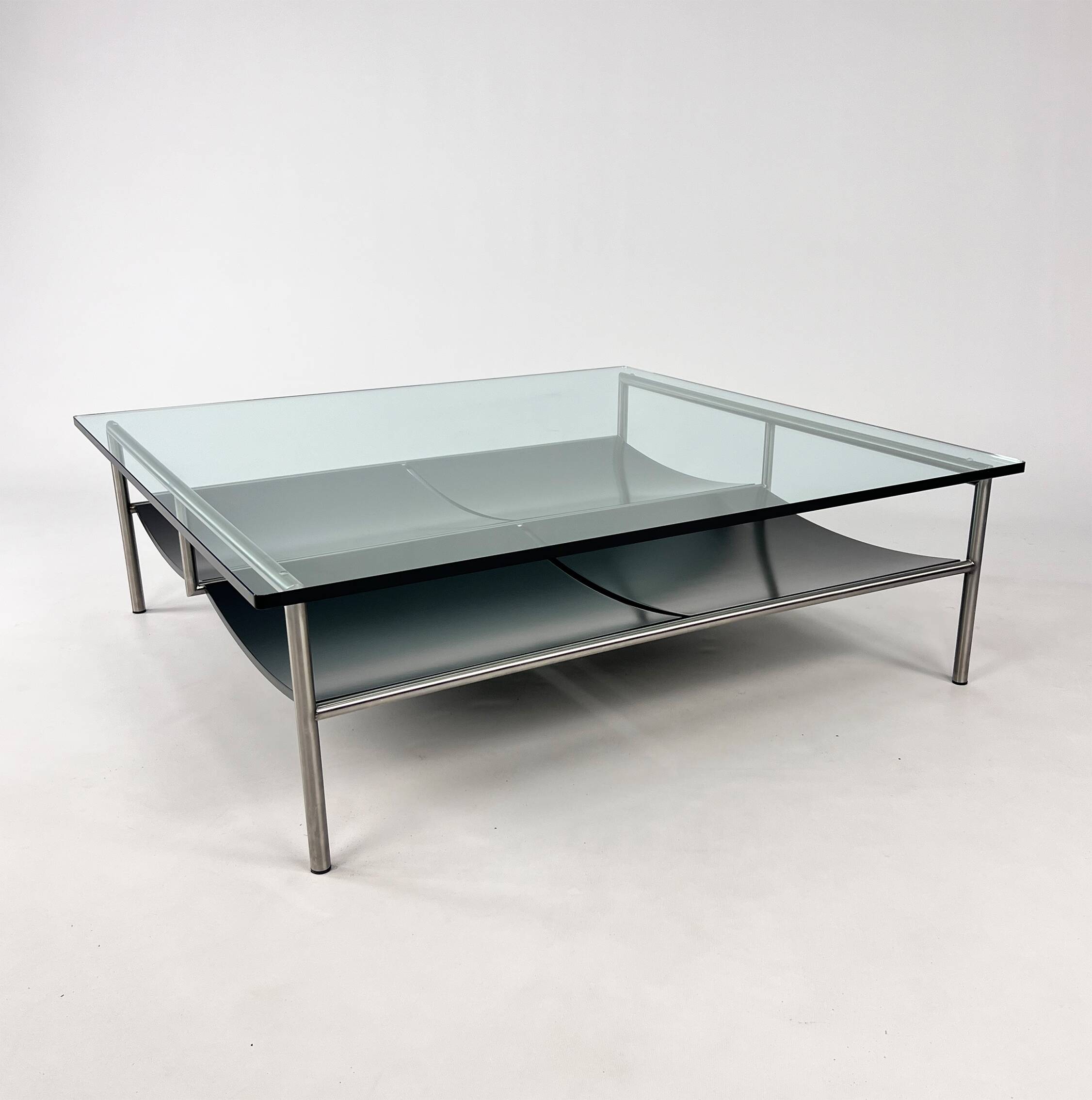 Postmodern Glass and Steel Coffee Table by Metaform, 1990s