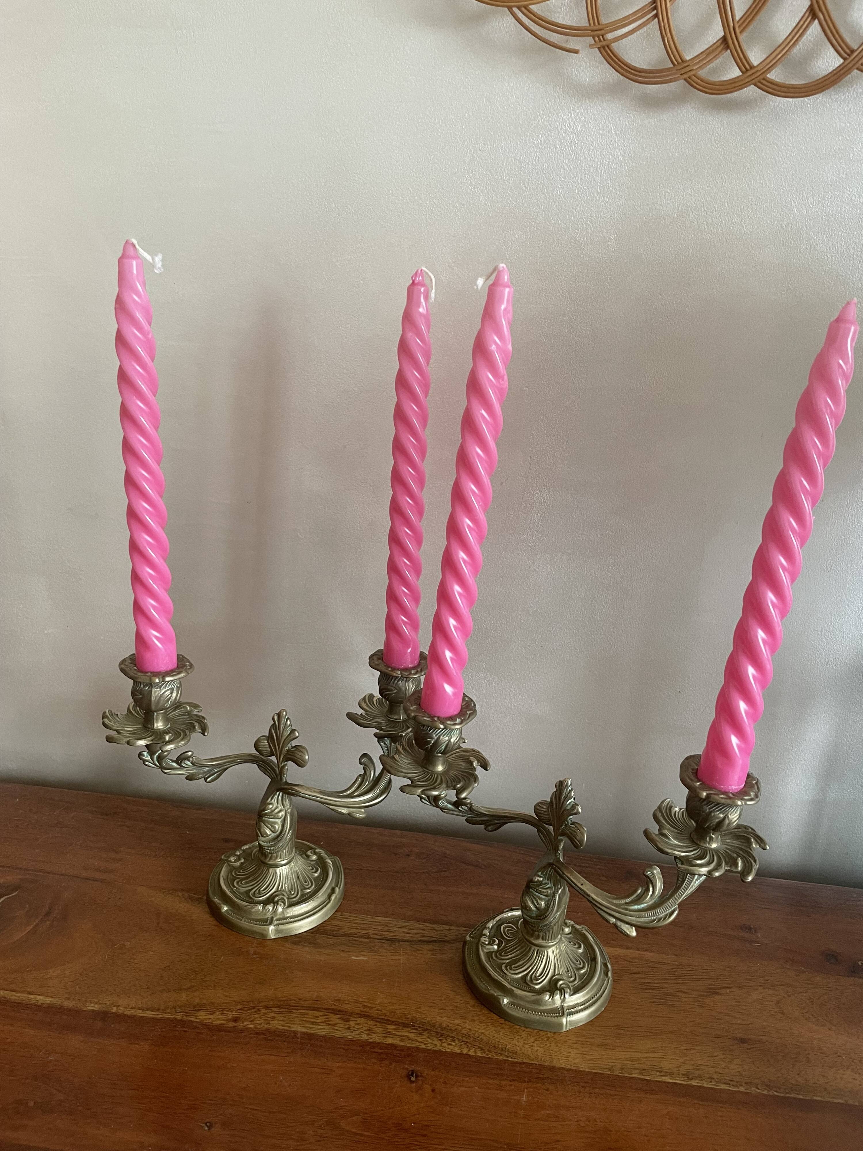 Duo of brass candlesticks