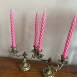 Duo of brass candlesticks