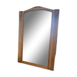 Large old art deco mirror in wood and beveled glass