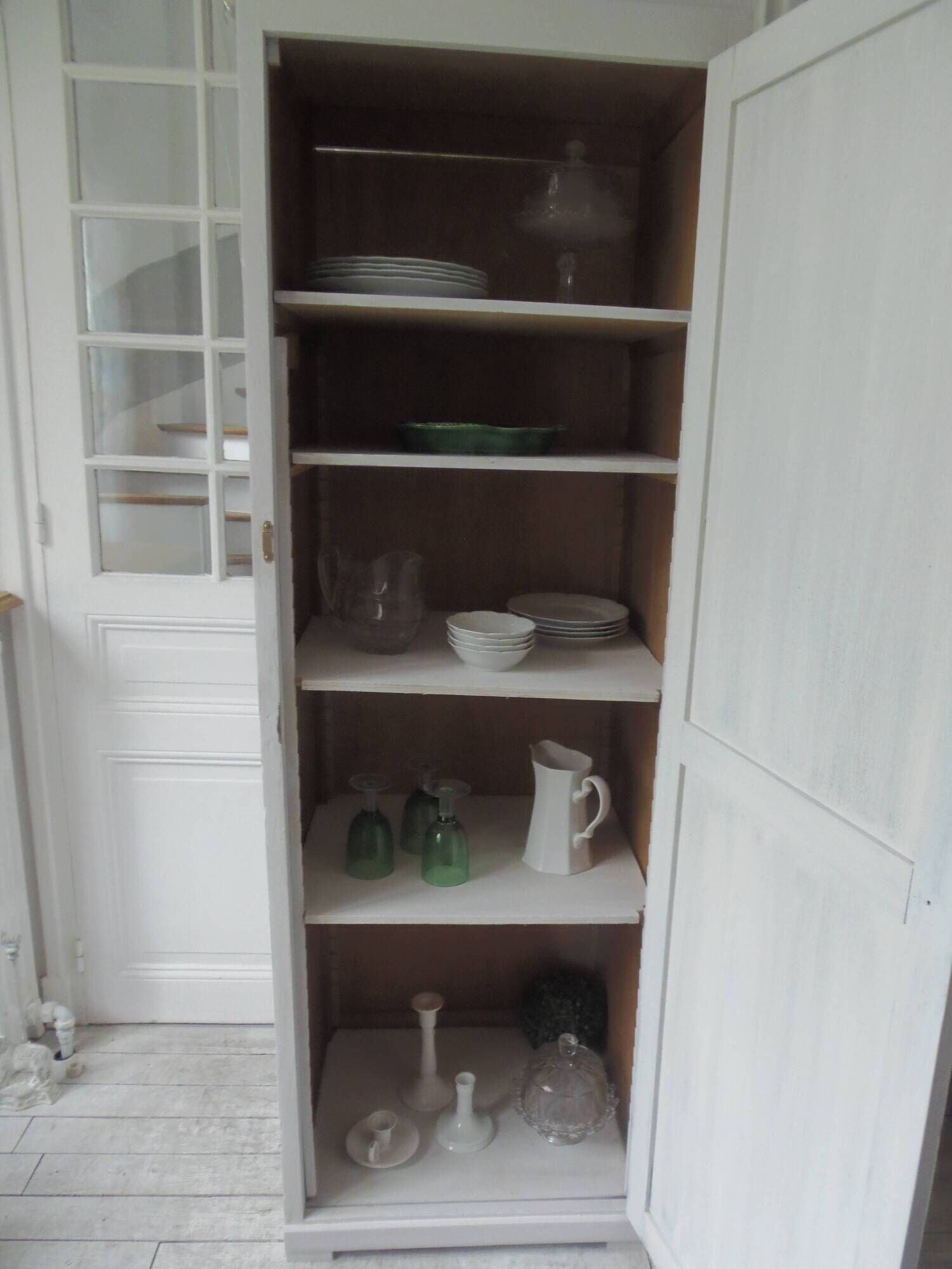 Vintage Parisian wardrobe re-enchanted in pearl gray with waxed finish.