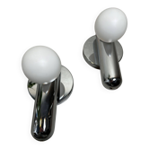 2 appliques murales vintage – chrome et opaline