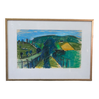 Max Gregor Carlsson,  Modern Swedish Painting, 1950s, Pastel, Framed