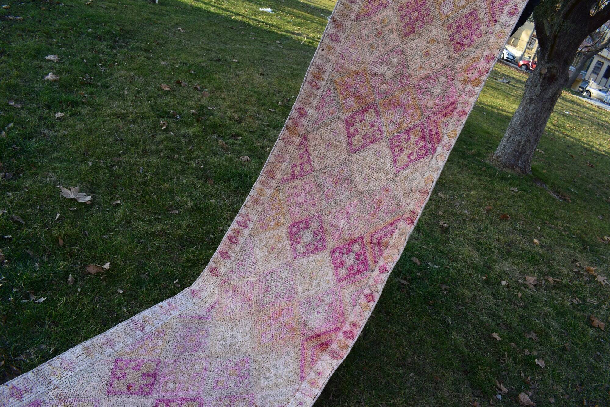 Vintage Turkish hallway rug 80x412 cm