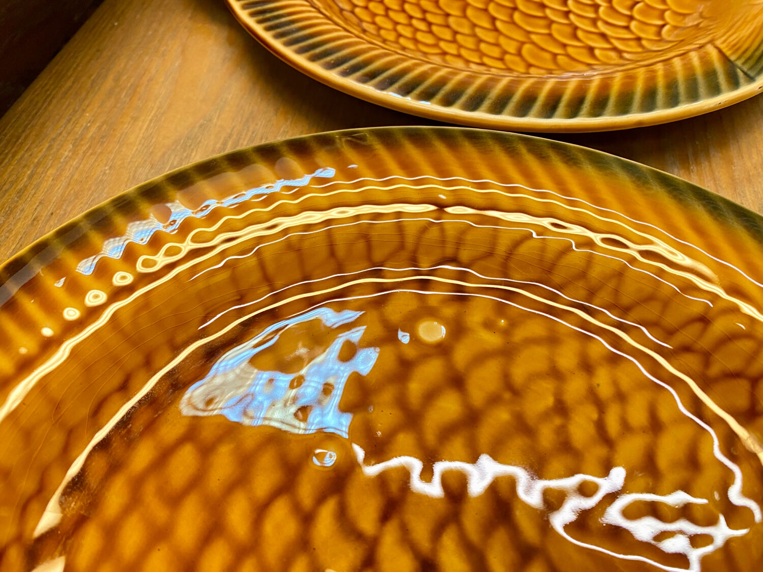 Fish service 8 ceramic plates Sarreguemines vintage 60s