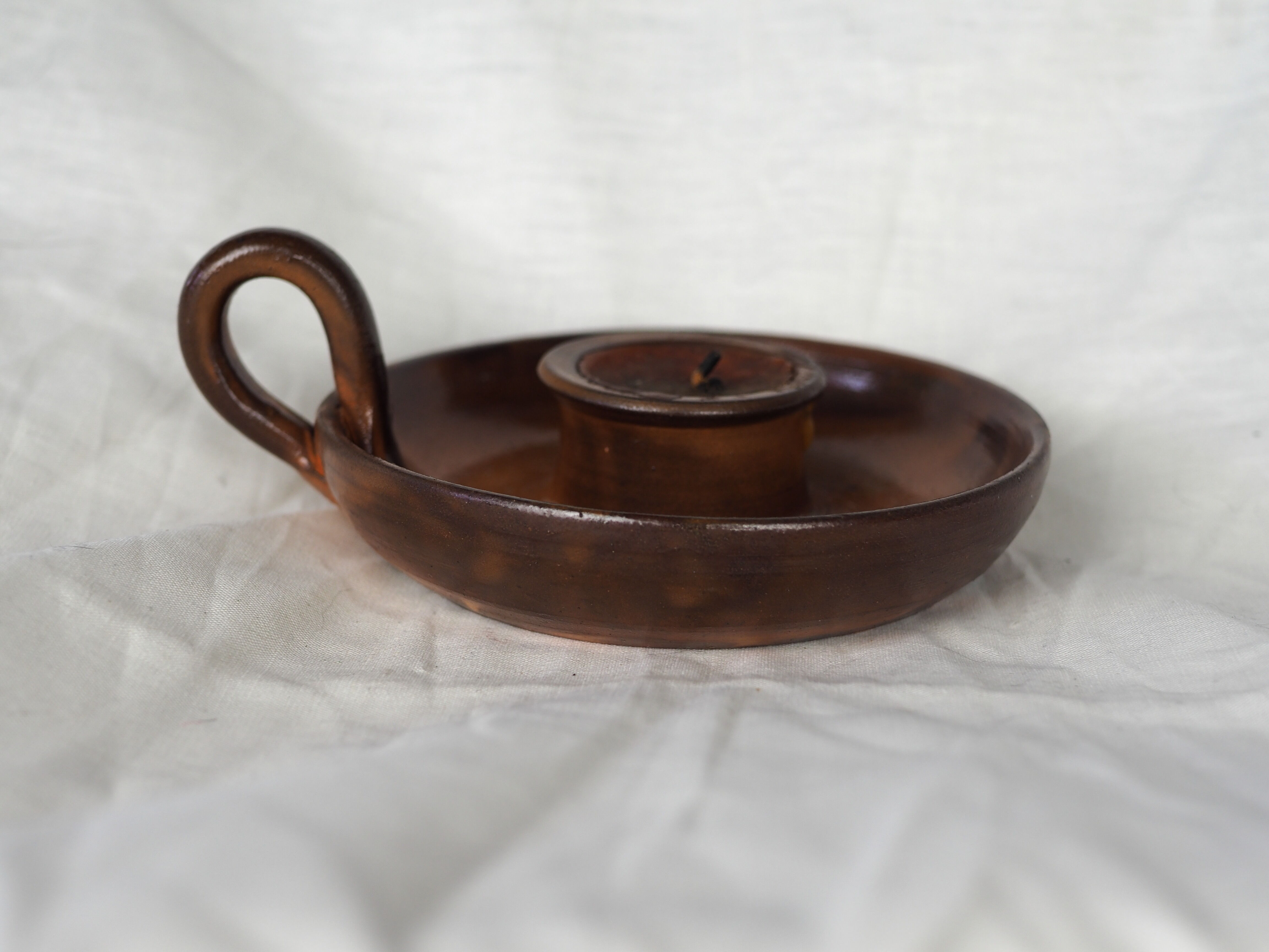 Hand candle holder in smoked sandstone - 70s