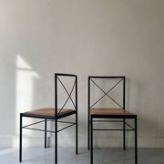 Metal and cognac leather chair, Arrben Italy design 1970