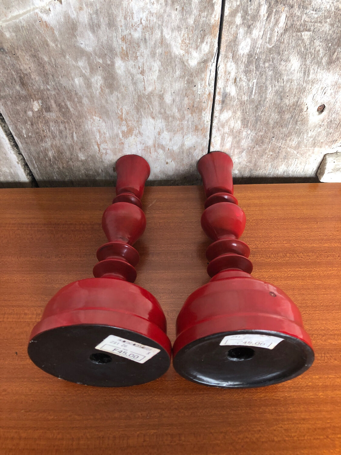 Old candle holders le bon marché turned wood
