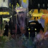 Swedish artist, scandinavian modern city landscape, 1970s, oil on canvas, signed,  framed