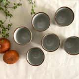 Set of 6 painted sandstone cups decorated with flowers