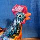 Ceramic sculpture of a rooster from Bavent, glazed terracotta, 1960.