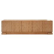Italian Oak Wood Sideboard with Hand Carved Patterns in the Doors, Italy