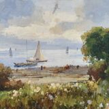 Oil painting on canvas seascape