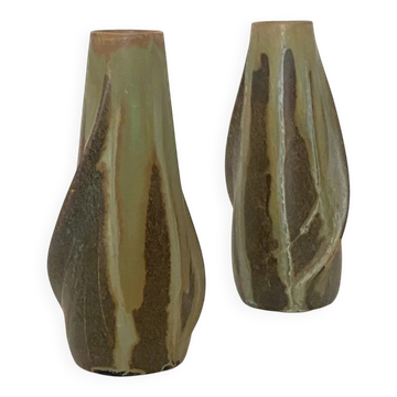 Pair of glazed stoneware vases