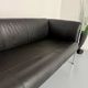 Three-seater tubular chrome and black leather sofa by Kébé, Denmark 80