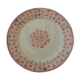 Flat plate in faience pink decoration