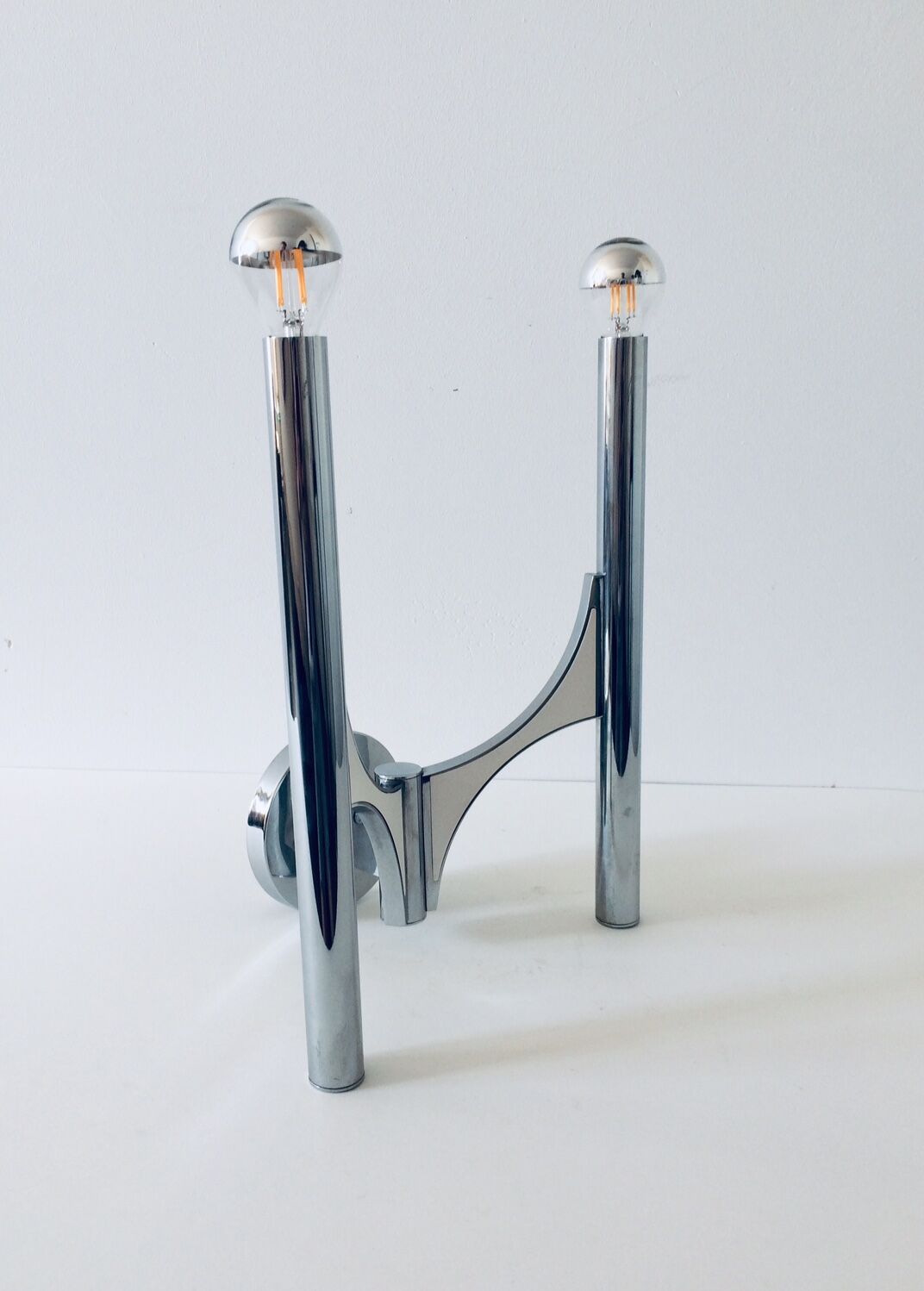 Vintage Sciolari chrome sconce wall lamp 1960
