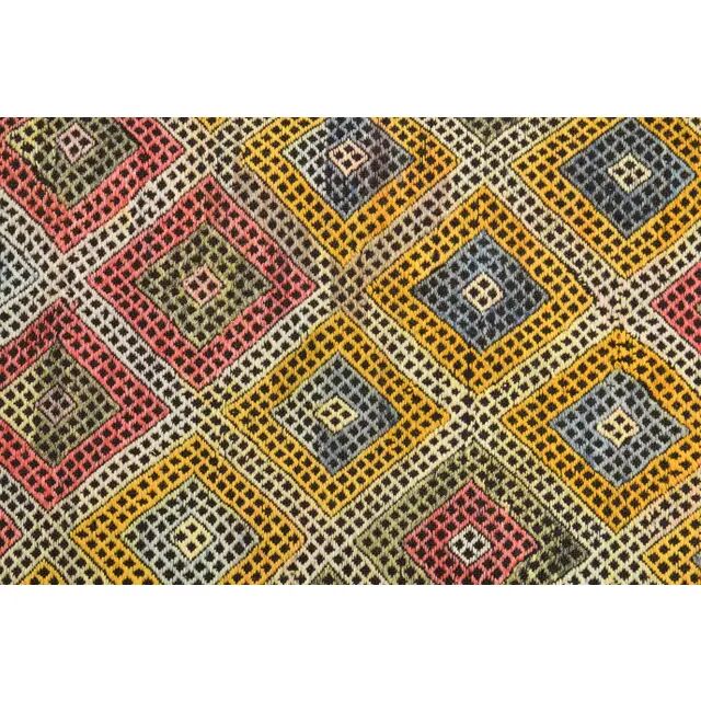 1970s Vintage Turkish Oushak Handmade Wool Cotton Yellow Runner Rug 158x201